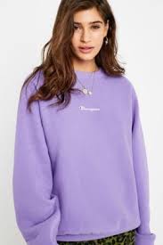 Champion Script Logo Violet Crew Neck Sweatshirt Crew Neck Sweatshirt Sweatshirts Champion Clothing