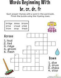 Consonant Crossword Words Beginning With Br Cr Dr Fr Worksheet Education Com Phonics Blends Worksheets Blends Worksheets Consonant Blends Worksheets