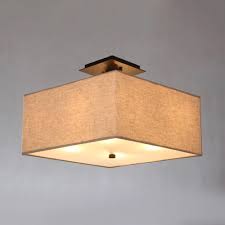 The white glass curves slightly up, contrasting its squared corners. Fabric Square Semi Flush Mount Light Bedroom 4 Lights Rustic Style Ceiling Light In White Beautifulhalo Com