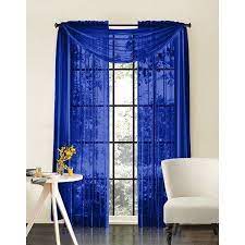 Solid Sheer Window Scarf Decotex Walmart Com Blue Curtains Living Room Blue Window Treatments Royal Blue Curtains