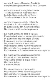 'a mano a mano' é cantata da rino gaetano live in q concert nel 1981 in tour con i new perigeo. A Mano A Mano Cocciante