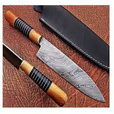 High Quality Custom Handmade Damascus Steel Chef Knife With Leather Sheath Buy Damascus Chef Knife Damascus Steel Chef Knife Knives Kitchen Knife Knife Chef Damascus Knife Pakistan Knife Damascus Knife Kitchen Chef Knives