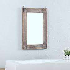 Now, hanging your bathroom mirror is a really important aspect of using said mirror as an aesthetic enhancer. Womio Rustic Bathroom Mirrors For Wall 16 X 24 Wood Frame Hanging Decorative Wall Mirror Vanity Mirror Makeup Mirror Farmhouse Goals