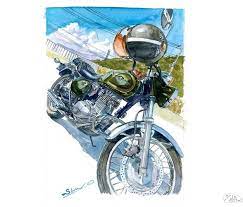 エストレヤとスティーブマックイーン moto art 大沢 慎 カワサキ エストレヤ 大沢 メグロ