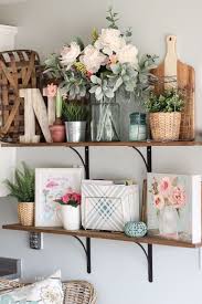Farmhouse Spring Decorating Ideas Open Shelves In The Kitchen Farmhouse Shelves Decor Kitchen Shelf Decor Spring Decor