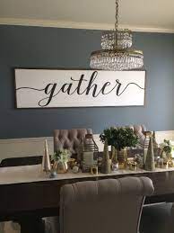 Sign With Quote Gather Distressed Wood Sign In Black And White By Burmaboutique On Etsy Https Www E Dining Room Walls Dining Room Wall Decor Room Wall Decor