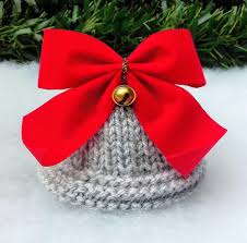 16 x 16 plus tassels. Christmas Bell Chocolate Orange Cover Knitting Pattern By Needles Pins