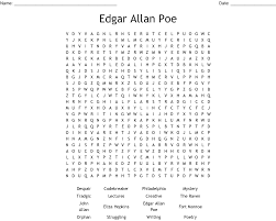 On this page you may find the edgar allan __ crossword puzzle clue answers and solutions. Edgar Allan Poe Word Search Wordmint