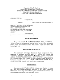 Picop paper industries corporation of the philippines. Sample Position Paper Overtime Employment