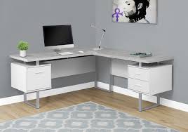 Holds up to 1,000 lbs. I 7307 Computer Desk 70 L White Cement Look Left Right Face Furniture Depot