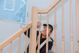 Use stairs for design & function with these staircase and railing ideas. Installation Wizard For Wooden Railing For Stairs Stock Photo Crushpixel