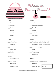 What S In Purse Game Games For Ladies Mother S Day Printables Fun Christmas Party Games