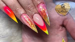 Just because you're working with acrylic nails that have the potential to be coloured, bedazzled, and generally embellished doesn't mean you have to create a bright, complicated look. Super Bright Colour Block Acrylic Nails Youtube