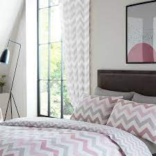 Transparent dark grey curtains cream curtain with horizontal pattern on top classic tray style of white ceiling pink and white bed curtains dark wood. Metro Geometric Chevron Grey White Lined Curtains Bedroom 54 137cm 5051346158202 Ebay