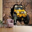 3D Jeep Crash Brick Wall PVC Wallpaper – Custom Design product image