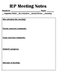 Iep Meeting Note Form Iep Meetings Special Education Classroom Iep