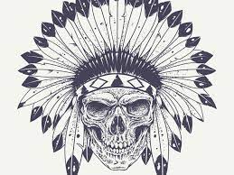 Skull With Indian Feather Hat Indian Skull Tattoos Skull Art Skull