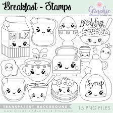 Each page has a silly bug to color and the insect's name in a bubble font to color or trace. Breakfast Digital Stamps Breakfast Digistamps Commercial Etsy Digital Stamps Kawaii Coloring Pages Kitty Coloring Pages