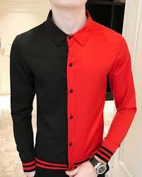 Black And Red Designer T Shirt Https Www Tshirtxy Com Mens Long Sleeve Button Down Shirts Black And White Color Block Shirt Men Shirt Style Man Dress Design Mens Designer Shirts