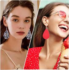 Buy Gushu 28 Pairs Leather Earrings for Women Multipack Leopard Faux  Leather Earrings Bulk Lightweight Teardrop Dangle Drop Earrings for Girls,  Leather, No Gemstone at Amazon.in