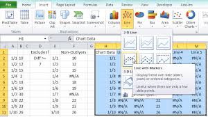 how to show gaps in a line chart when using the excel na