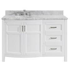 Allen Roth Moravia 48 In White Undermount Single Sink Bathroom Vanity With Natural Carrara Marble Top Lowes Com Single Sink Bathroom Vanity White Vanity Bathroom Bathroom Sink Vanity