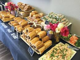 The time of the day is identified by the food you are eating rather than the watch on your wrist! More Just An Idea Than A Recipe But Mini Bahn Mi Sandwiches Could Be Good Party Food Bars Buffet Style Dinner Party Asian Food Party