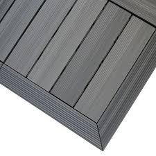 Newtechwood 1 6 Ft X 1 Ft Quick Deck Composite Deck Tile Outside Corner Trim In Westminster Gray 2 Pieces Box Qd Of Gy The Home Depot In 2020 Deck Tile Deck Tiles Deck Flooring