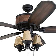 Great ceiling fan, particularly if you can get it for under $150. Prominence Home 41110 01 Almer Point 52 Lodge Ceiling Fan With 3 Light Faux Leather Lamp Shades Cabin Inspired Dark Elm Chestnut Blades Rustic Style Matte Black Farmhouse Goals
