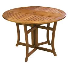 Outdoor Folding Wood Patio Dining Table 43 Inch Round With Umbrella Hole Outdoor Dining Table Round Folding Table Patio Dining Table