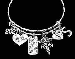 Gifts for nurses personalized mug. Nicu Nurse Happy Retirement Charm Bracelet Expandable Silver Bangle On Jules Obsession