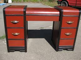 Great 1930 S Art Deco Waterfall Desk Vanity Black Red 130 Seattle Craigslist Art Deco Bedroom Rescued Furniture Waterfall Furniture