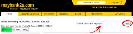 Pergi ke maybank2u dan login. Panduan Bayar Ptptn Online