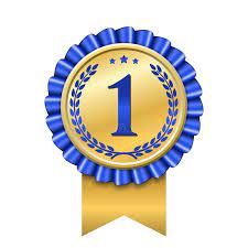 Award Ribbon Gold Icon Number First Design Winner Golden Blue Medal 1 Prize Symbol Best Trophy 1st Success Champion One Award Ribbon Medal Of Honor Winner