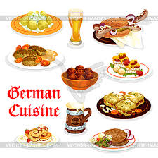 Ökologisches gemüse und vollkorn sind mode. Deutsche Kuche Abendessen Symbol Mit Oktoberfest Essen Vektorisierte Grafik