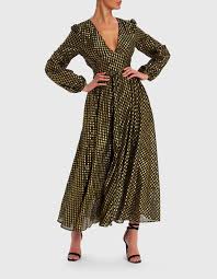 You can wear them anywhere! Gold And Black Foil Print Long Sleeve Maxi Dress Forever Unique