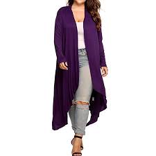 Fashion Womens Plus Size Lightweight Knitted Cardigan Soft Open Front Long Sleeve Cardigan Outwear Lightweight Coat Black Purple