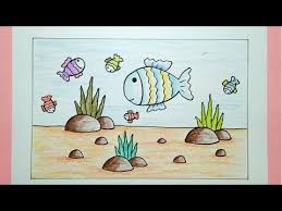 Gambar mewarnai hewan laut yang lucu dan sederhana. Cara Menggambar Pemandangan Bawah Laut Underwater Scenery Drawing