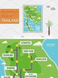 Illustrated Map Of Thailand Thailand Map Illustrated Map Map Of Spain