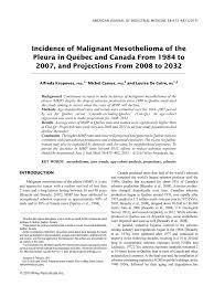 quebec becomes the first province to mine asbestos. Pdf Incidence Of Malignant Mesothelioma Of The Pleura In Quebec And Canada From 1984 To 2007 And Projections From 2008 To 2032