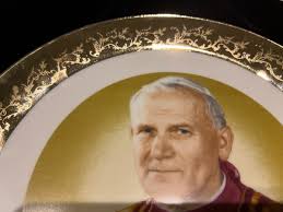 Pope John Paul II Plate: Hunnisett & Edmonds Collector Plate 22k Gold Trim 