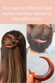 New wood w/ pearls & sterling silver accent hair sticks hairpins 5 inches. Wooden Hair Stick Small Crescent Moon For Half Bun Zebra Wood Etsy Hair Sticks Hair Styles Hair Pins