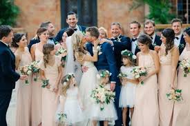 Navy blue and grey fall wedding color inspiration: Peach White And Navy Blue July Wedding 2020 Peach Bridesmaid Dresses White Bridal Gown Colorsbridesmaid