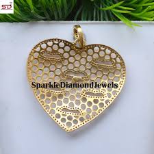 925 Sterling Silver Heart Shape Pendant, Sapphire Lips Heart Pendant, Gold  Plated Jewelry, Gift for Her Pave Diamond Jewelry