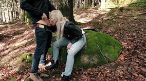 Risky Public blowjob in the forest in leather Jacket and Jeans. Polish Truu  Couple Porn Video - Rexxx
