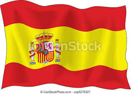 De gele baan is tweemaal zo hoog als ieder van de rode banen. Vlag Spanje Het Watergolven Dundoek Witte Vrijstaand Spanje Canstock