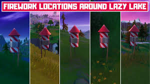 This means that even if you come upon one of these locations you may not find a firework there to launch—some other player could have gotten to it first. Fortnite Lazy Lake Fireworks Locations Season 3 Pro Game Guides