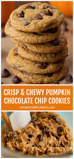 Crisp And Chewy Pumpkin Chocolate Chip Cookies Life Made Simple Recipe In 2020 Pumpkin Chocolate Chip Cookies Healthy Pumpkin Chocolate Chip Cookies Pumpkin Chocolate Chips