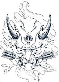 Japanese Hannya Mask Tattoo Designs By Horimouja Outline Stencil Hannya Mask Tattoo Japanese Tattoo Designs Japanese Tattoo