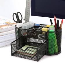 Office School Home Teacher Supplies Mesh Desk Pen Organizer Comes W 4 Pencil Cups For Highlighters Pens Sharpie 4 Square Compartments For Paper Clips Sticky In 2020 Pen Organization Desk Organizer Set Desk Organization